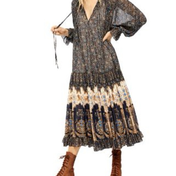Free People Black and Cream Maxi Dress - Picture 1 of 2